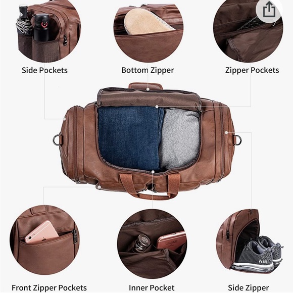 NWT Faux Leather Travel Bag - Picture 10 of 12